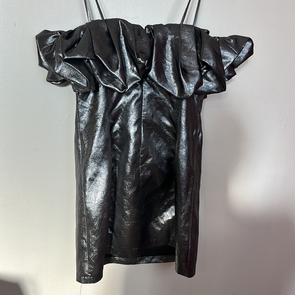 Zara Metallic Silver Ruffle Mini Dress - Picture 12 of 13